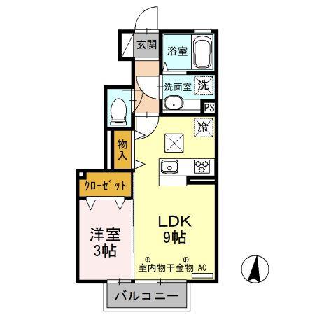 アオーラ泉 B(1LDK/1階)の間取り写真