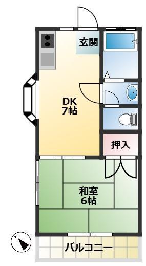 領家レジデンス(1DK/2階)の間取り写真