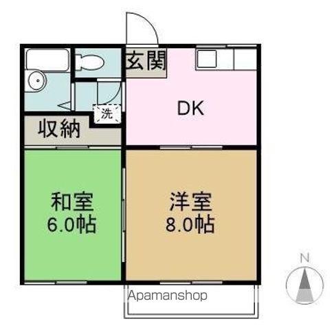 パルメゾンF2(2DK/2階)の間取り写真