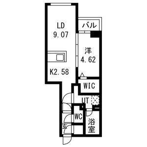 ピオネロ琴似(1LDK/3階)の間取り写真