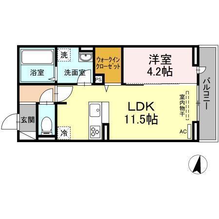 DーROOM城見町(1LDK/3階)の間取り写真