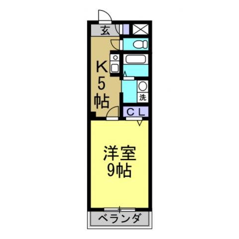 瀬々ら木ハイツ(1K/1階)の間取り写真