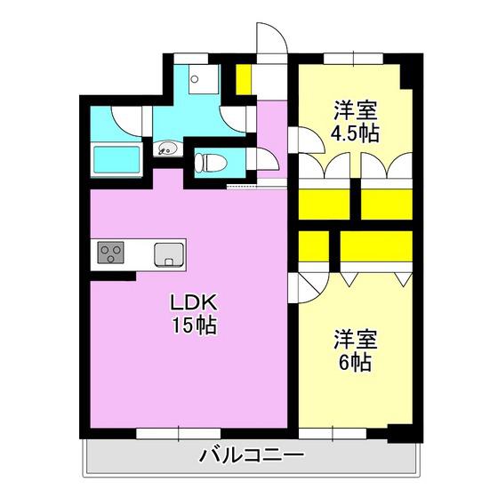 高崎ニートハイツ(2LDK/3階)の間取り写真
