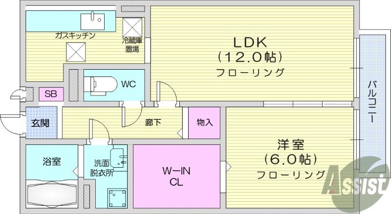 ドリームヒルズC(1LDK/1階)の間取り写真