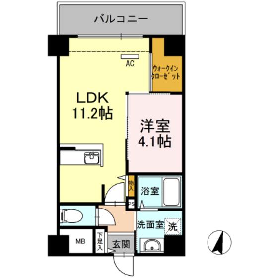 フォレストドルフ天神(1LDK/5階)の間取り写真