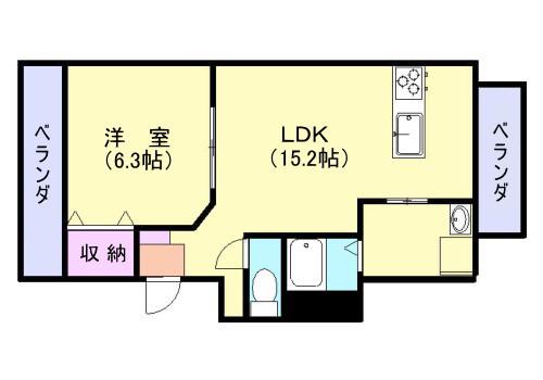 アドバンス南林寺(1LDK/5階)の間取り写真
