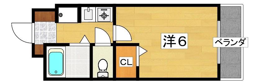 積和マンション(1K/3階)の間取り写真