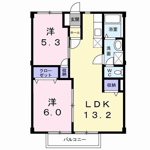 パークシルク(2LDK/2階)の間取り写真