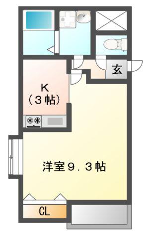 RUMOR ルーモア(1K/2階)の間取り写真