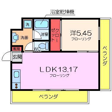 グランリーオ(1LDK/2階)の間取り写真