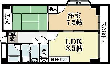 京阪宇治線 黄檗駅(京阪) 徒歩13分 5階建 築36年(2DK/3階)の間取り写真