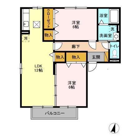 ＪＲ常磐線 水戸駅 バス乗車時間：25分 最寄りバス停で下車 徒歩10分 2階建 築21年(2LDK/1階)の間取り写真