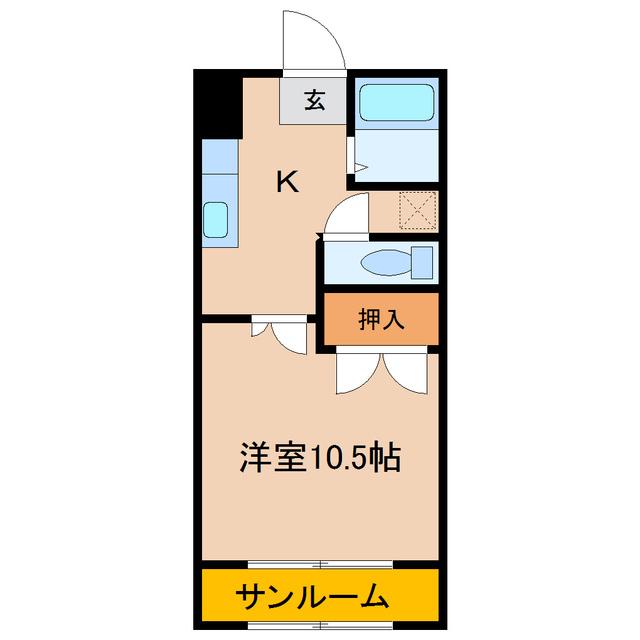 アモール(1DK/2階)の間取り写真