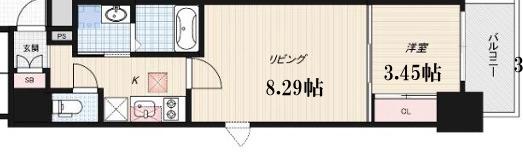 CAVANA本町(1LDK/6階)の間取り写真