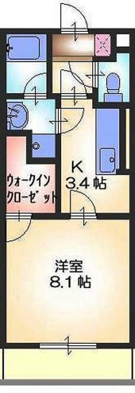 CASAⅠ(1K/2階)の間取り写真
