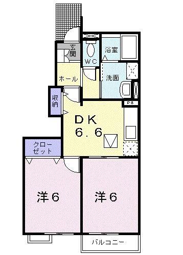 エレガンス・アンジュ B(2DK/1階)の間取り写真
