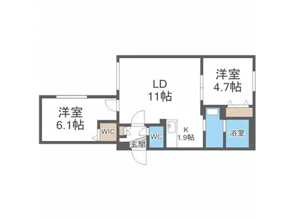 ラグジースペース南円山(2LDK/4階)の間取り写真