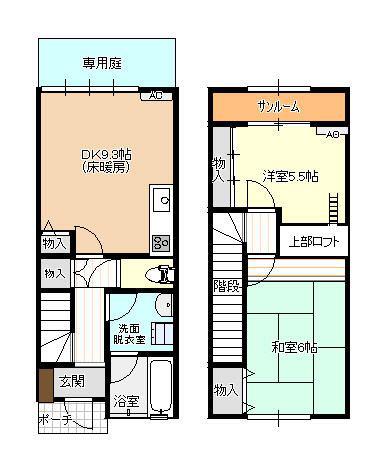 ファイン西荒屋D棟(2DK/1階)の間取り写真