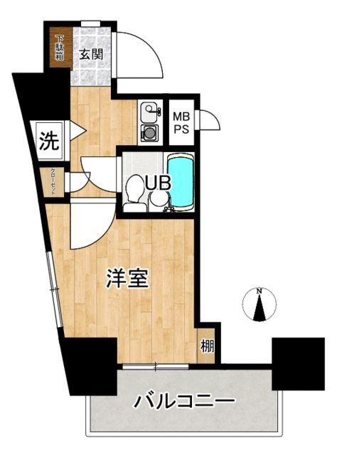 ライオンズマンション千葉東(1K/3階)の間取り写真