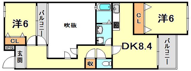 グランドメゾン須磨(2DK/1階)の間取り写真