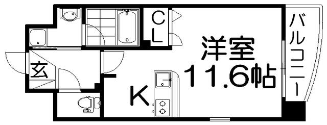 京阪本線 枚方市駅 徒歩7分 8階建 築20年(ワンルーム/7階)の間取り写真