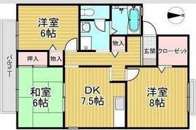 グリーンパーク鴻池(3DK/2階)の間取り写真
