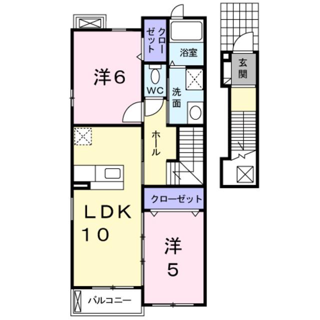 スパーブレジデンスA(2LDK/2階)の間取り写真