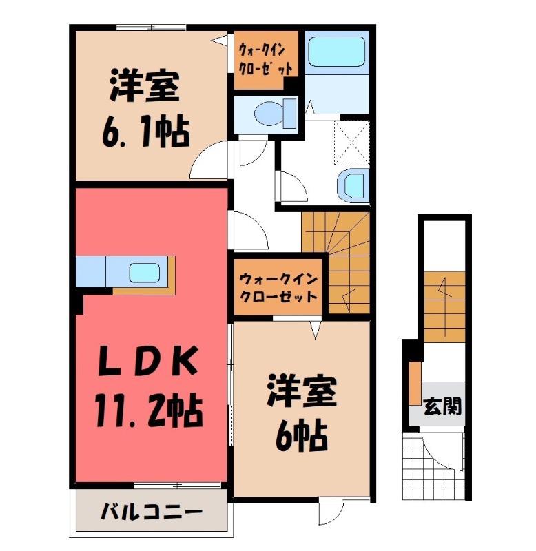 メルティング ポット 清水台(2LDK/2階)の間取り写真