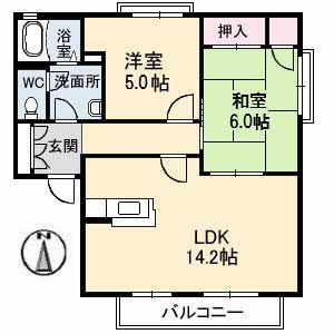 オークス弐番館(2LDK/2階)の間取り写真