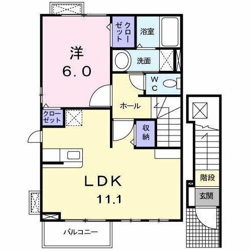 ラ・カーサ・ミーア(1LDK/2階)の間取り写真