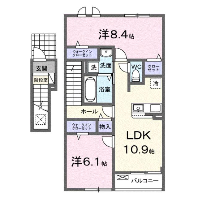ソラティオ(2LDK/2階)の間取り写真