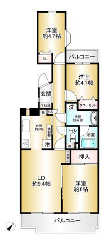 アーバンハイツ保土ヶ谷(3LDK/1階)の間取り写真
