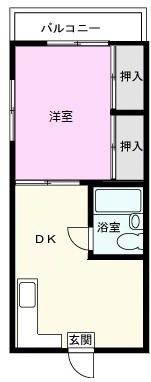 第2岩本ハイツ(1DK/2階)の間取り写真