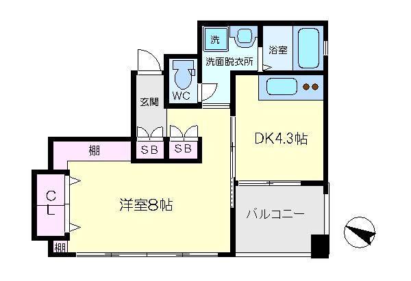 メゾンサカエ(1DK/5階)の間取り写真
