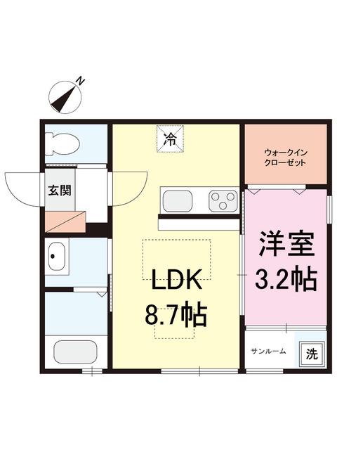 MEMOIRE坂井東(1LDK/1階)の間取り写真
