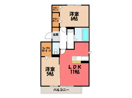 COURE(2LDK/2階)の間取り写真