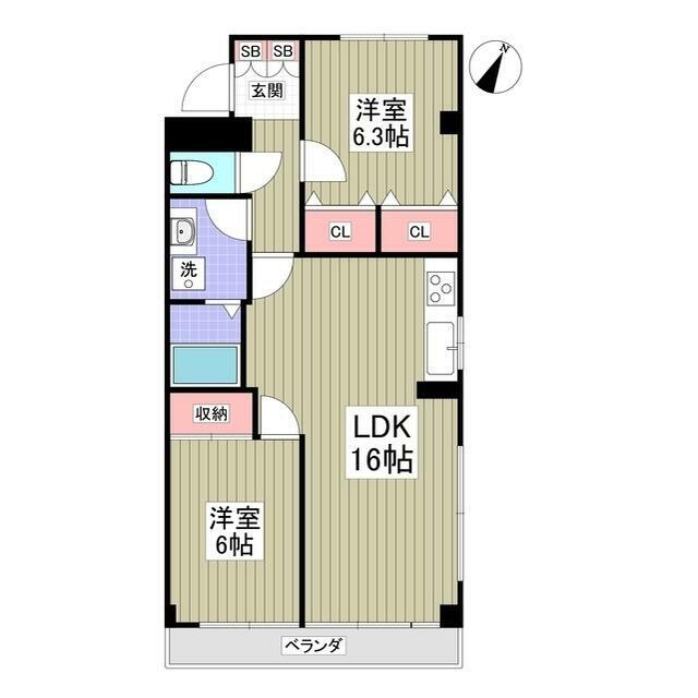 リブレス坂戸関間(2LDK/1階)の間取り写真