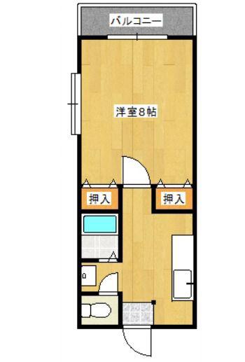 シンフォニー上荒田(1K/3階)の間取り写真