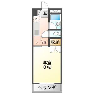 コーポ岐北(1K/3階)の間取り写真