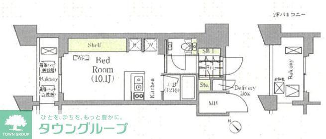 メゾンカルム日本橋馬喰町(ワンルーム/9階)の間取り写真