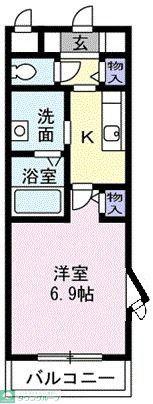 ベルコーポ(1K/2階)の間取り写真