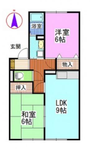 セレーノあかね(2LDK/1階)の間取り写真