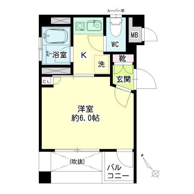 パレス新川崎(1K/2階)の間取り写真