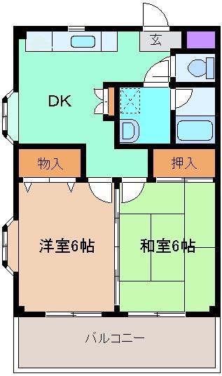 ベルメゾンタムラ(2DK/2階)の間取り写真