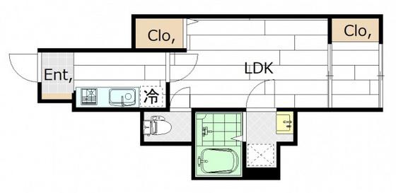 M TERRACE藤垂園 弐番館(1LDK/1階)の間取り写真
