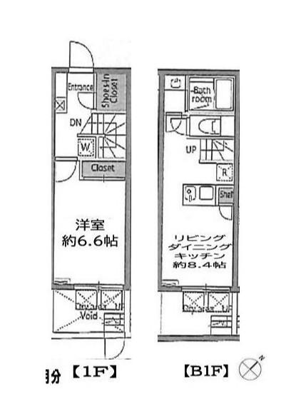 ミレドゥーエ下北沢I(1LDK/B1階)の間取り写真
