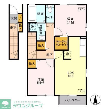 セジュールプレリー(2LDK/2階)の間取り写真