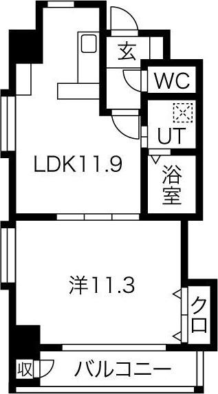 プロビデンス葵タワー(1LDK/8階)の間取り写真