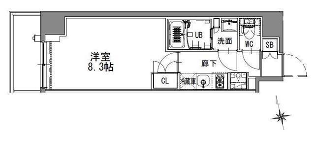 S-RESIDENCE浅草(1K/3階)の間取り写真