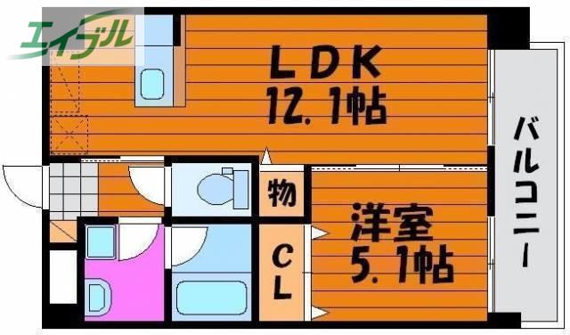サウスイン奥田(1LDK/4階)の間取り写真